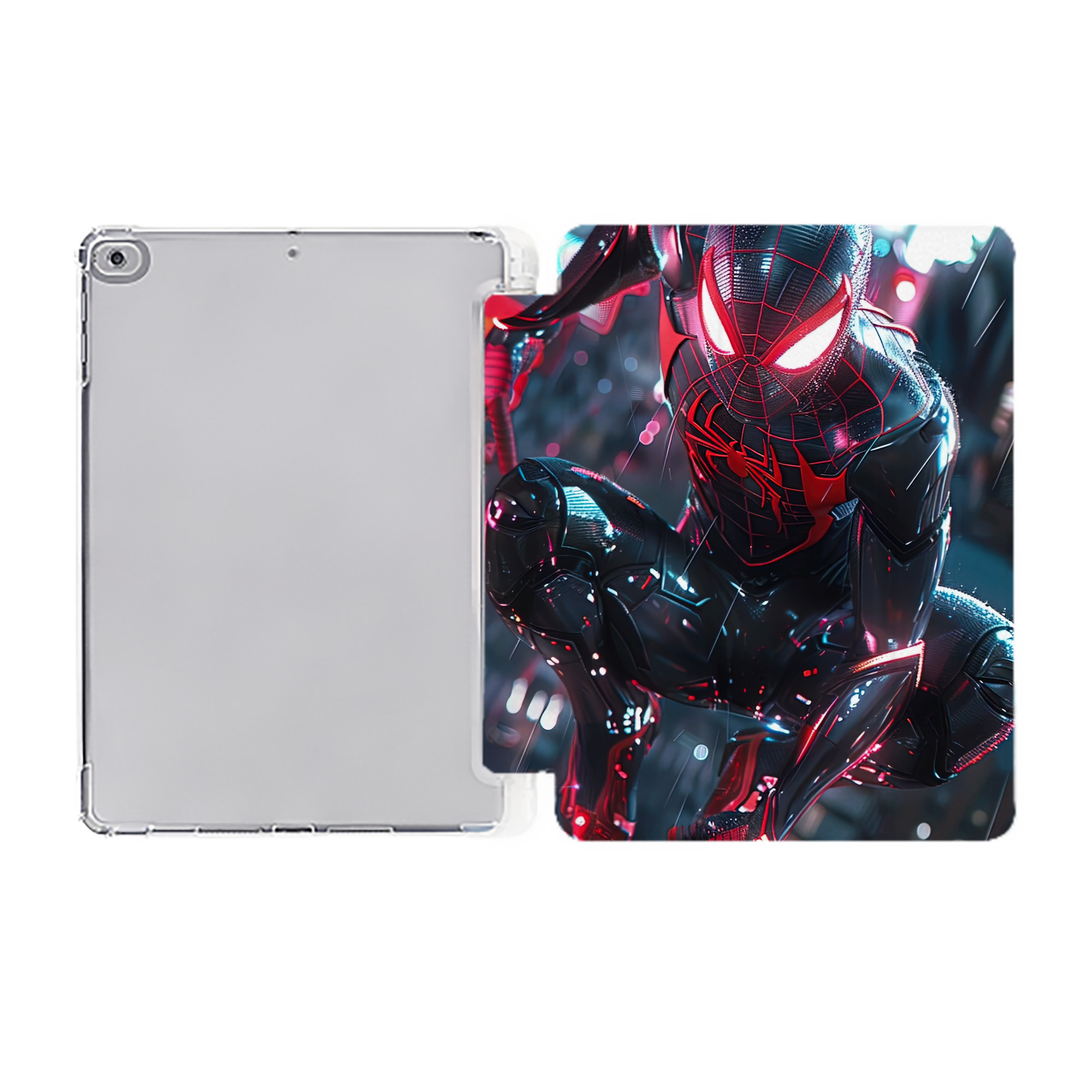 （画像用） Spider Man スパイダーマン IPad ケース ペン収納付き 三つ折りスタンド PUレザー×シリコン 対応機種9.5/10.5/10.9インチ